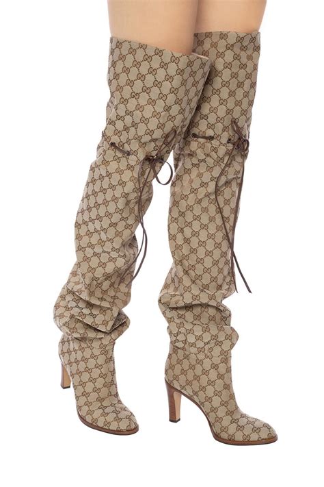 gucci thigh-high boots price|gucci print thigh high boots.